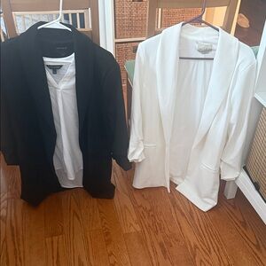2 Elegant Black and White Women's Blazers with Banana Republic shirt